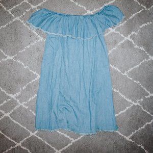 Chambray Off the Shoulder Dress